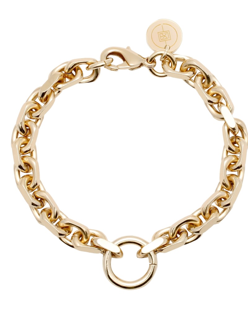 Front of a size 7.5" Gigi Bracelet 7.5" Gold in Gold by Eklexic. | dia_product_style_image_id:275369